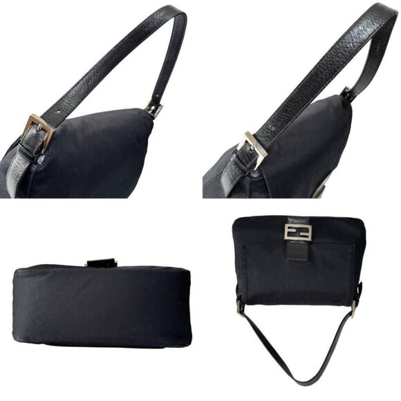 Authentic FENDI Mamma Zucca Bucket Baguette Shoulder Flap Bag Black Purse Tote - Picture 8 of 10